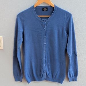 Real Cashmere Italy Wool Blend Blue Button-Up Cardigan